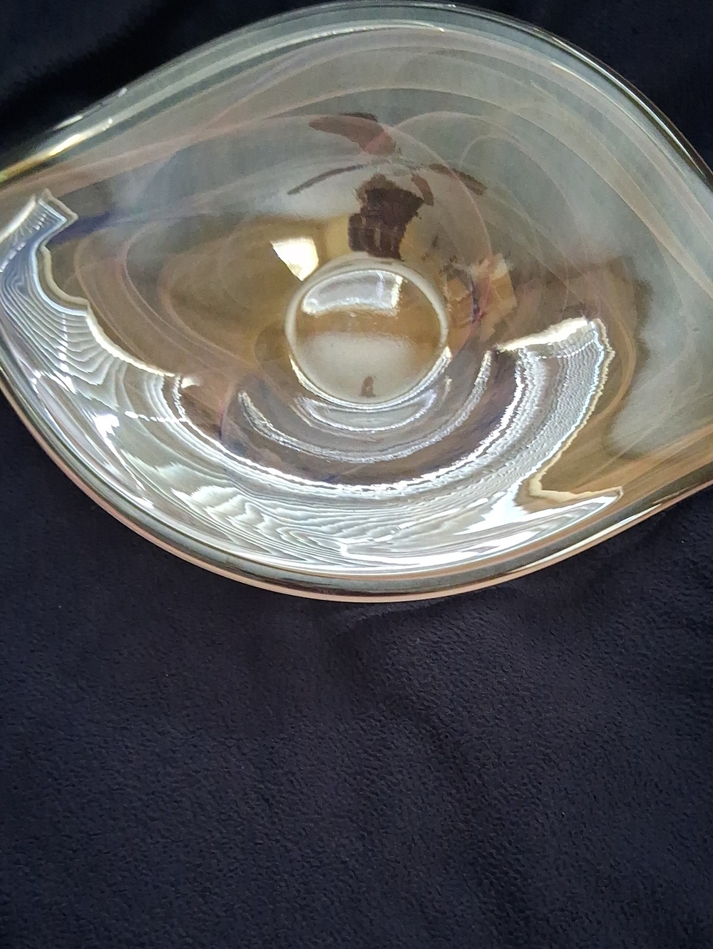 Iridescent Glass Decorative Bowl - Clear & Blue , Purple